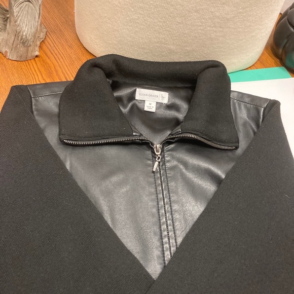 Susan Graver Mixed Faux Leather and Knit Jacket - Picture 4 of 6
